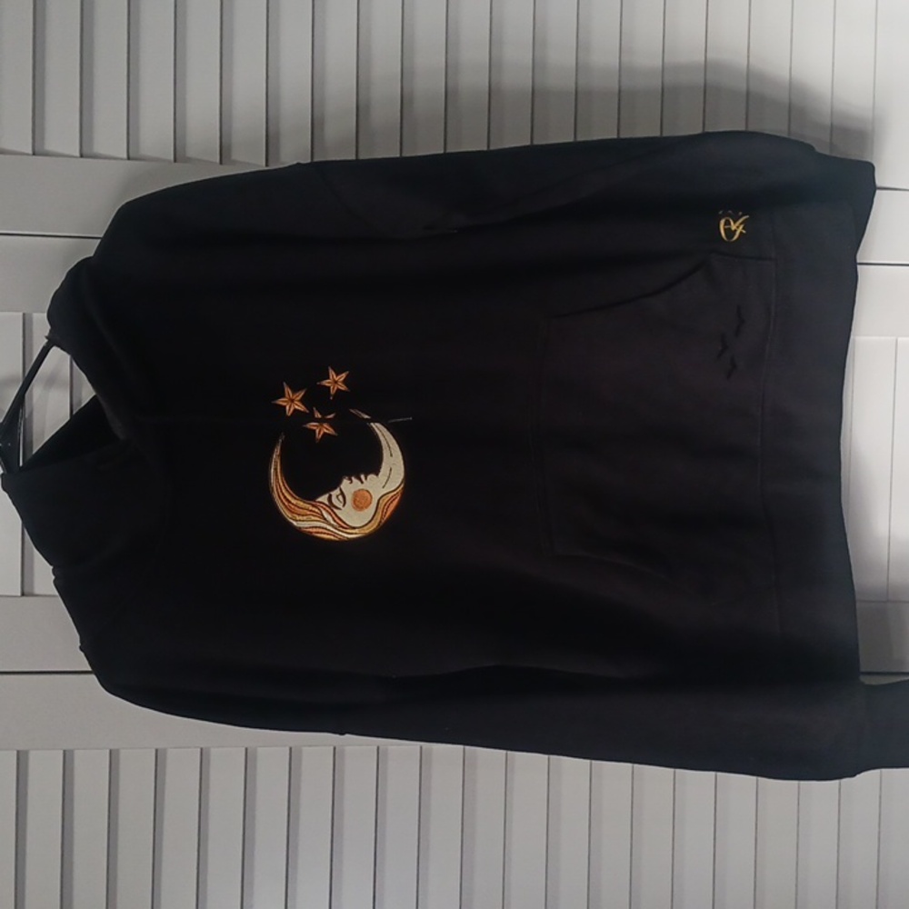 LAZYPANTS Black Hoodie with Gold Moon and Stars Design Size S